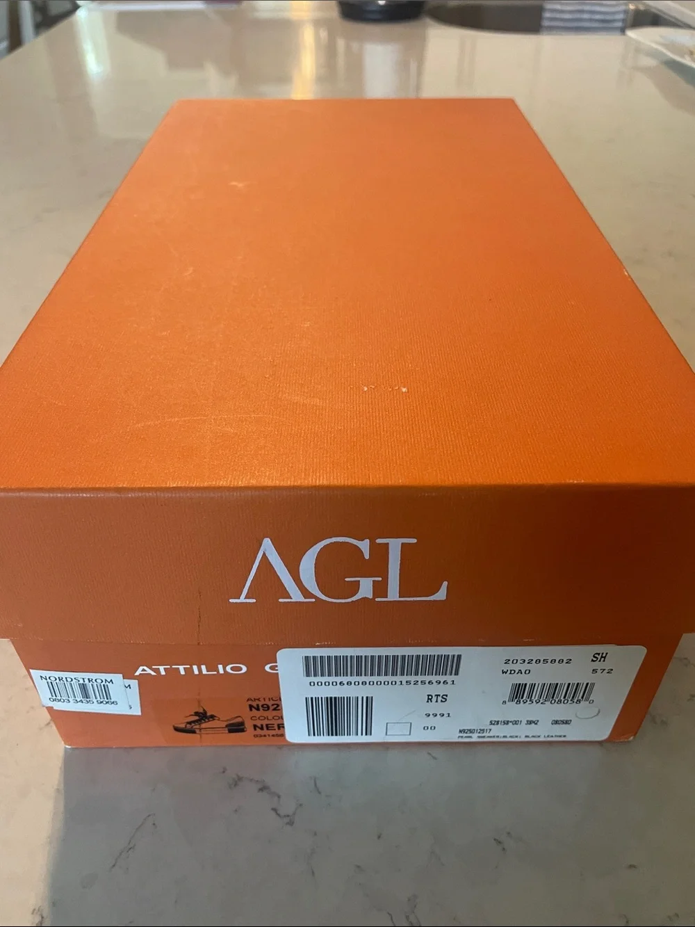 AGL Black Leather Low-Top Sneakers with Pearl Tongue Detail